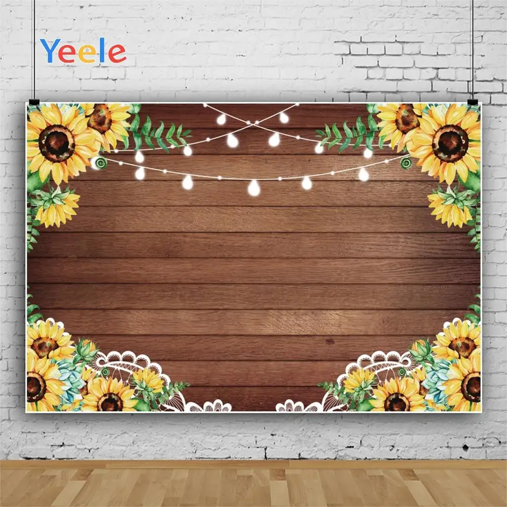 Фоны Yeele для портретной фотосъемки с изображением деревянной доски подсолнухов и