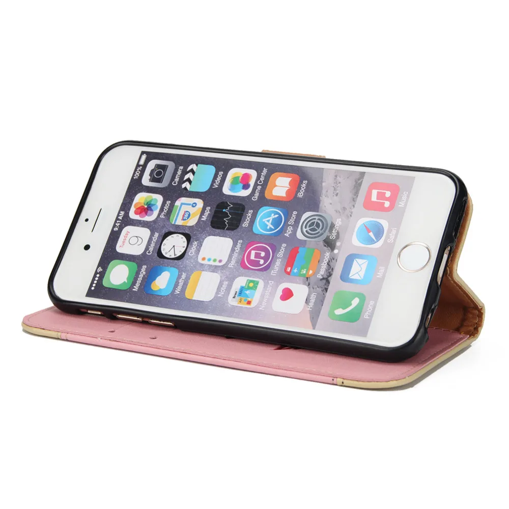 Кошелек Чехол Флип PU кожаный чехол для Apple iPhone 6/6 S телефона магнит Обложка Kickstand