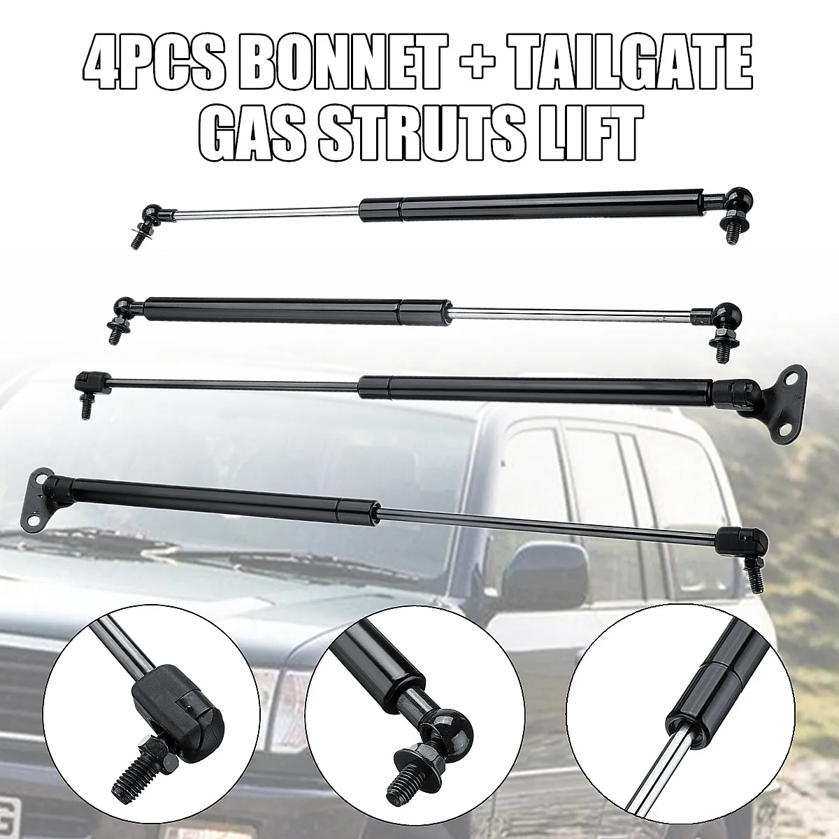

2Pair Bonnet + Tailgate Gas Struts Lift for Toyota Land Cruiser 100 Series 98-07 Steel Front Length 46cm Tailgate Length 55cm
