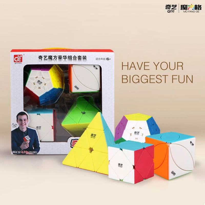 strange-shape C Qiyi Mofangge 4 шт./компл. Magic Cube подарочный набор, 2x2x2, 3x3x3, 4x4x4, 5x5x5 цветной спидкуб Megaminx Профессиональный кубики забавные игрушки для малышей - Цвет: strange-shape C
