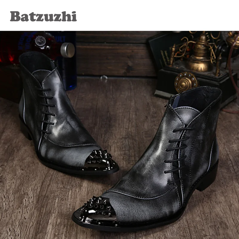Роскошные мужские кожаные ботинки модные дизайнерские полусапожки с