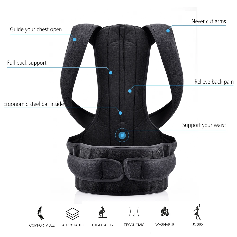 

Male Female Adjustable Posture Corrector Corset for the Back Brace Back Belt Lumbar Support Straight Corrector de espalda S-XXL