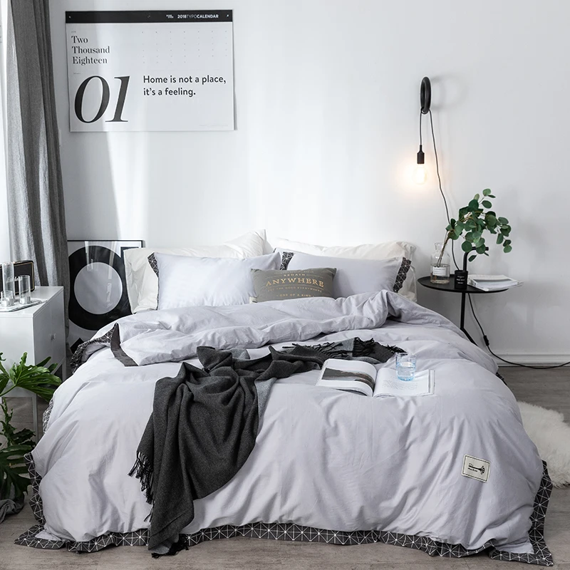 

Combed all cotton King size Bedding Set Soft Bedclothes Luxury Duvet/Quilt Cover Bed Linen sheet set 4 Pieces Bedding Sets