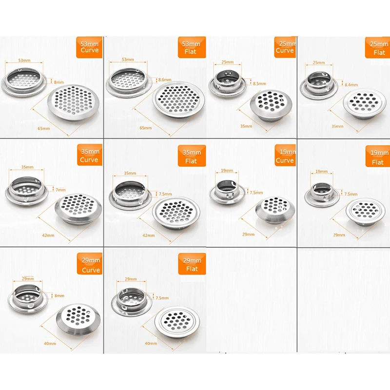 100 шт./лот Круглая Решетка вентиляционного отверстия из нержавеющей стали для