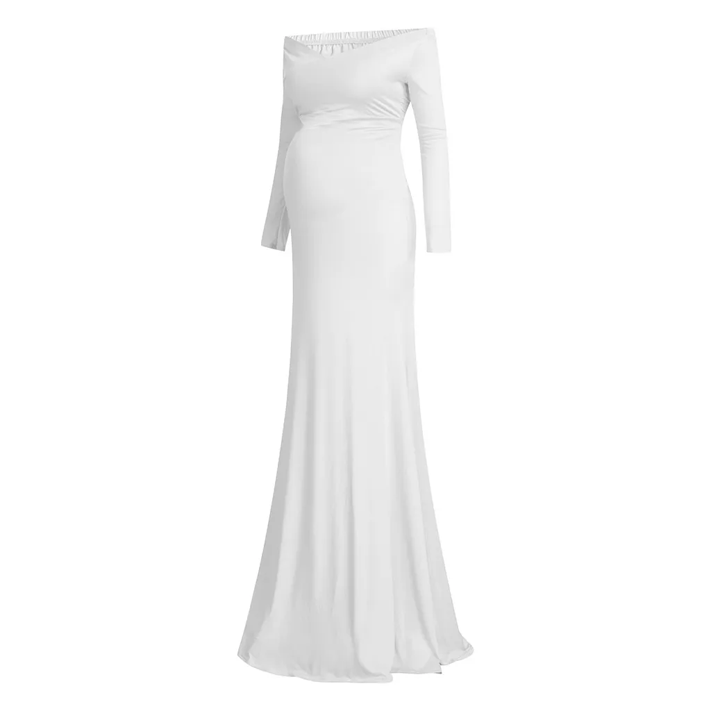 Pregnant women dress skirt autumn and winter long section of pregnancy 2019 large size word collar sleeve stretch mop | Мать и ребенок