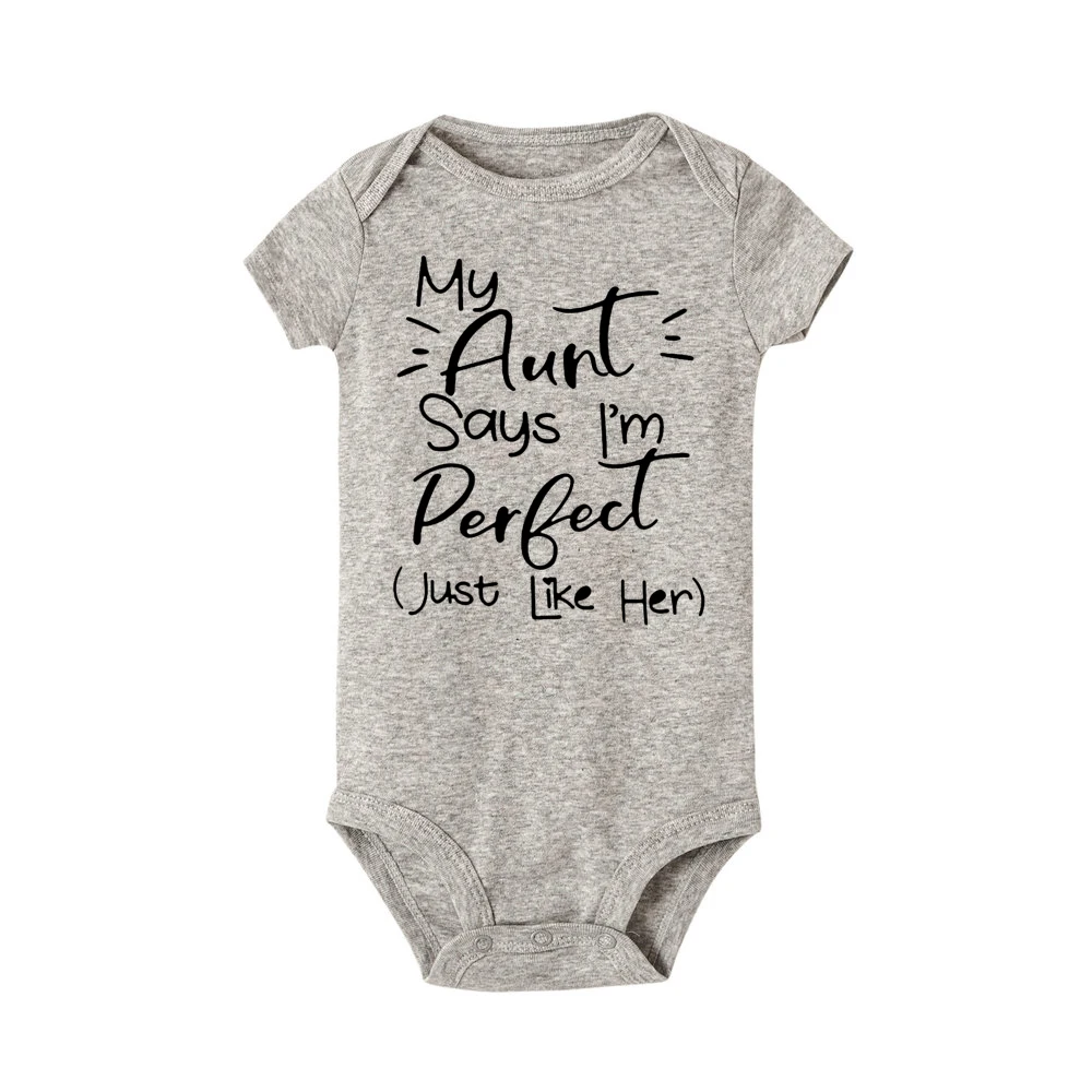 Комбинезон для малышей с надписью «My Auntie Says I'm Perfect»; хлопковые летние белые боди для новорожденных; забавная одежда для малышей с тетушкой