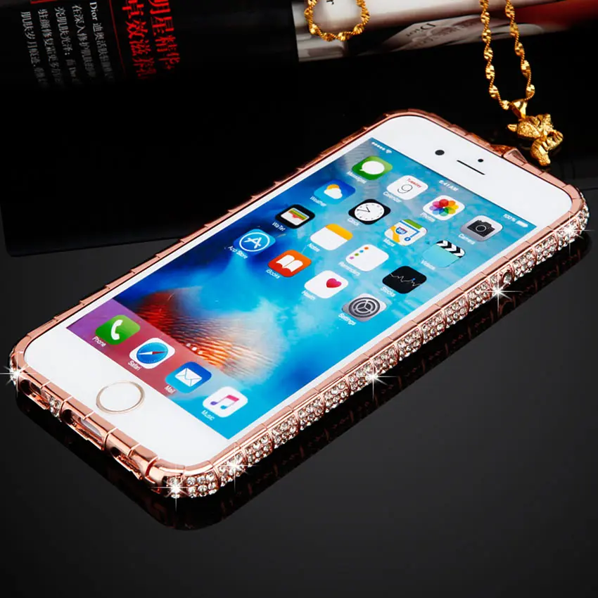 Сплав металла змеиная Пряжка Чехол-бампер с алмазами чехол для iPhone XS Max X 6 6s 7 8 Plus Роскошный Кристалл Стразы защитный чехол - Цвет: Rose Gold