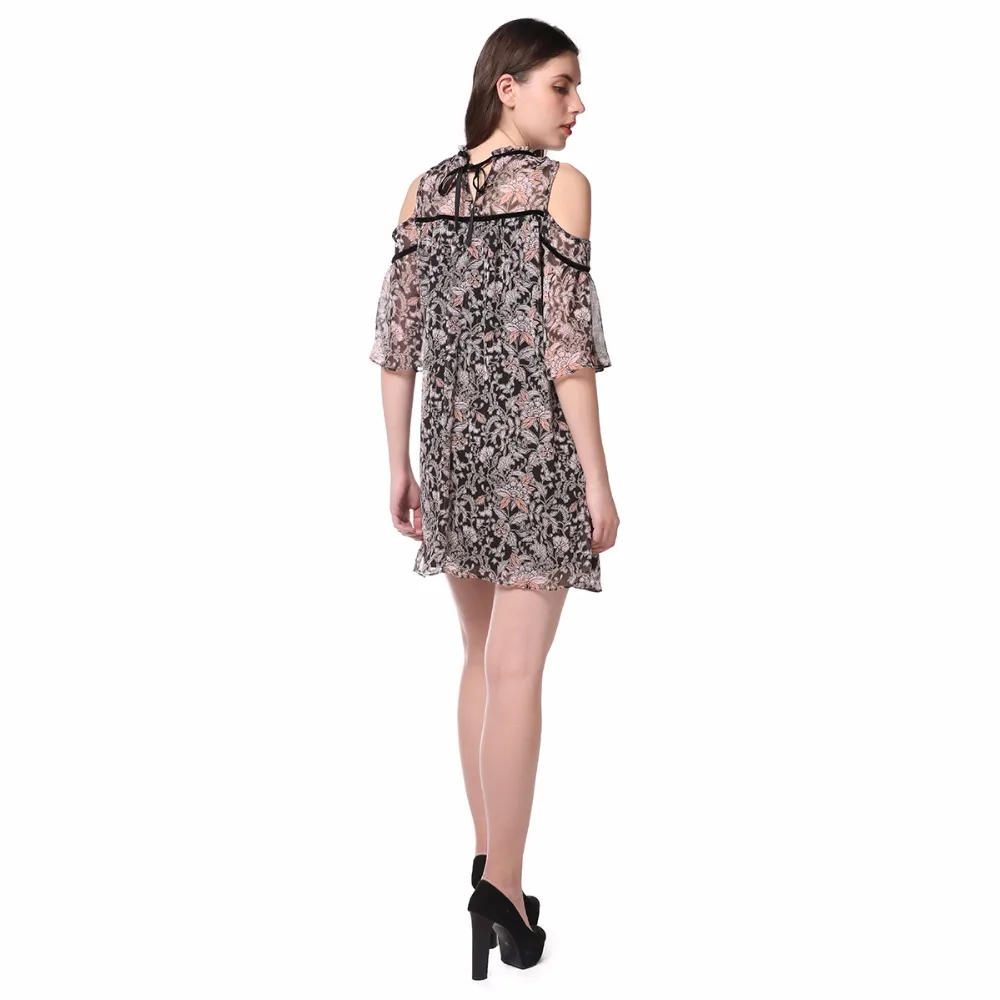 Для женщин Винтаж летнее платье топ с открытыми плечами короткий рукав Цветочный