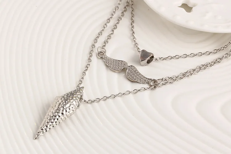 Золотое сердце ожерелье мода смазливая усы металлический кулон многоуровневый