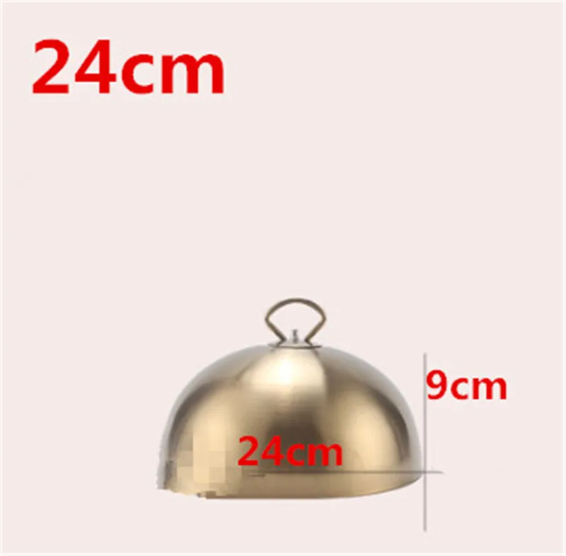 Golden 24xH9cm Крышка из нержавеющей стали, круглая Золотая Крышка для стейка, западный стиль, без магнита, крышка для сковороды, повышающая рост, Корейская Крышка для барбекю, котелок для барбекю - Цвет: Golden 24xH9cm
