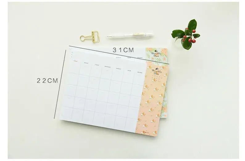 Цветочный ежемесячный планировщик 22*31 см DIY месяц план Бумажная книга 60P