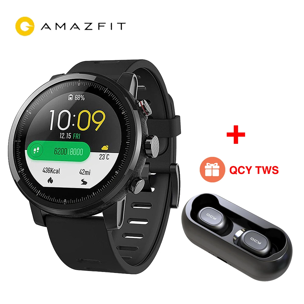 [Бесплатный подарок QCY TWS] глобальная версия Huami AMAZFIT Stratos gps 5ATM водонепроницаемые умные спортивные часы 2 умные часы для Android iOS