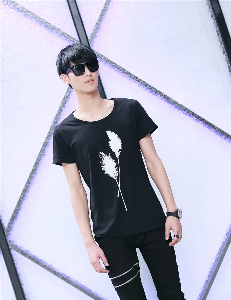 Новая футболка из хлопка со льдом мужские футболки мода 2016 летняя с перьями