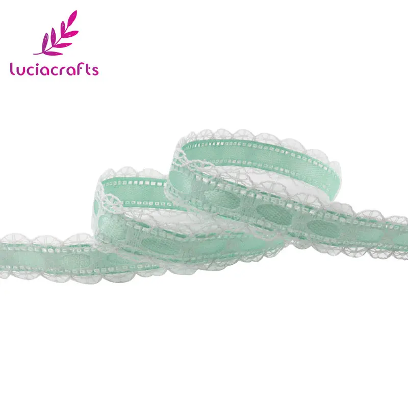 lake green 5y Lucia crafts, разные цвета, 10 мм, полиэстер, мягкая кружевная лента, вышитая лента, сделай сам, ручная работа, P0509 - Цвет: lake green 5y