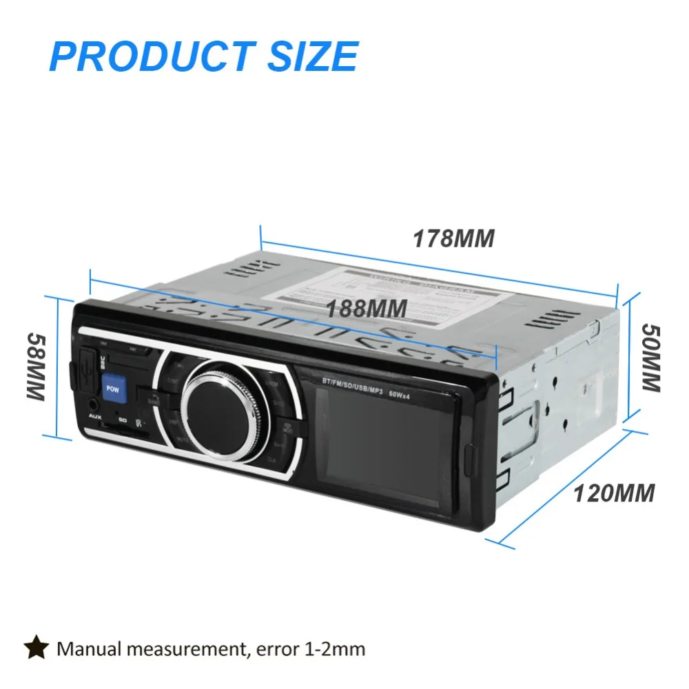 1 Din автомобильный Радио стерео плеер Bluetooth телефон AUX IN MP3 FM/USB пульт