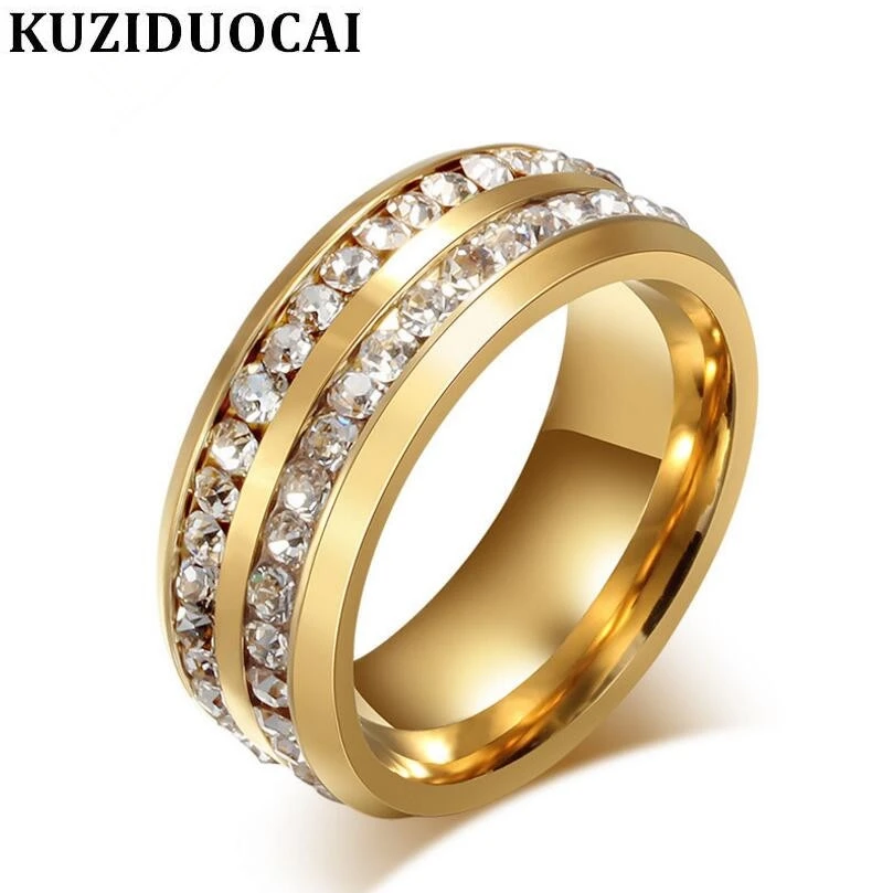 Kuziduocai новые модные украшения из циркония нержавеющей стали двухрядные Свадебные