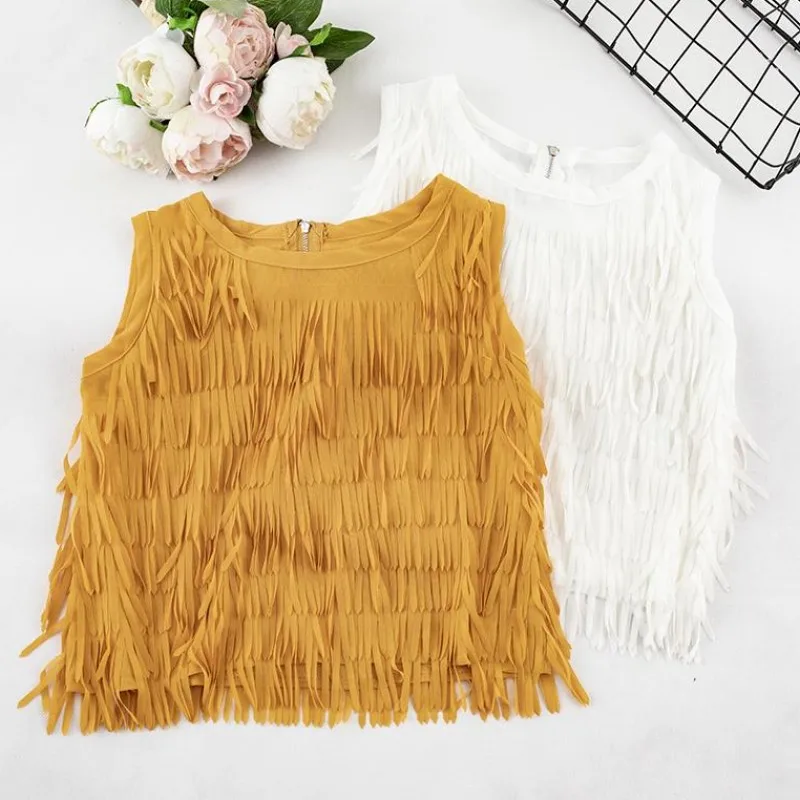 Женский топ без подкладки из шифона с кисточками ультратонкий жилет рукавов