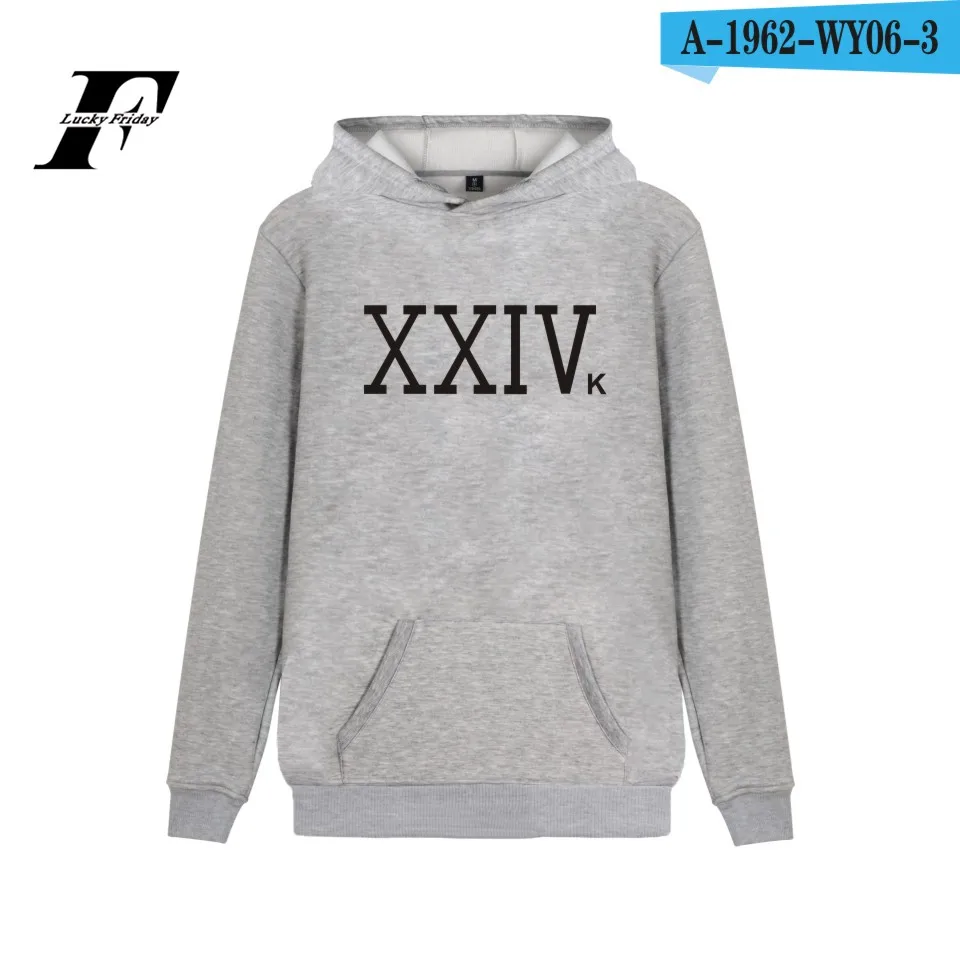GRAY LUCKYFRIDAYF Бруно Марс толстовка модная XXIVK Бруно Марс с буквенным принтом для мужчин/женщин moletom хипстер Осенняя уличная - Цвет: GRAY