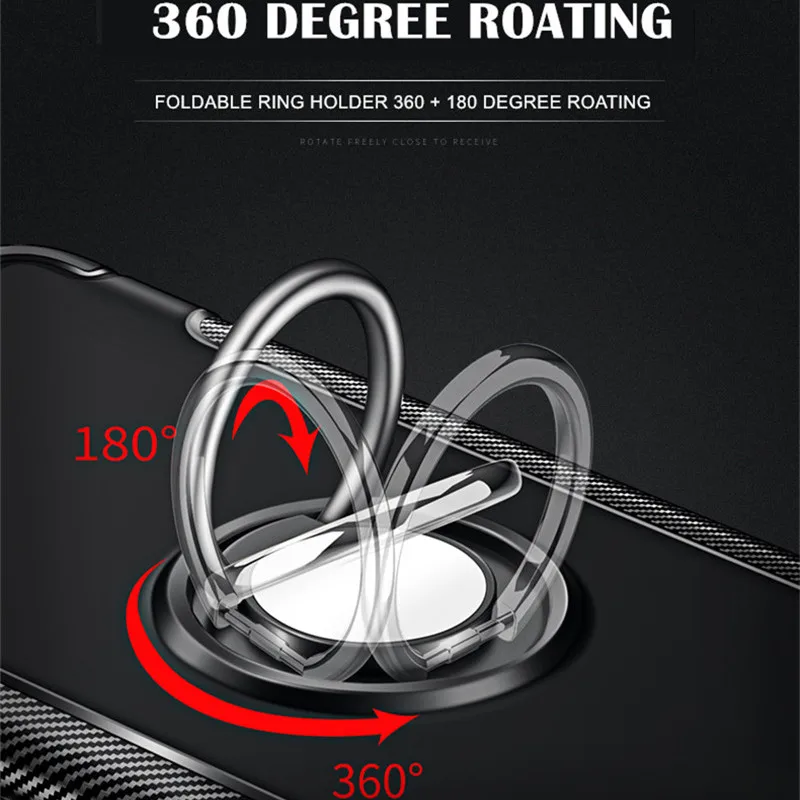 QINUO Magnetic Armor Ring Holder Cover Case For Huawei Honor Note 10 7x V8 9 V10 Lite V9 Play carbon fiber Coque C6Pro | Мобильные