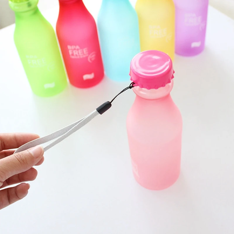 Creative Colorful Water Bottle Plastic Portable Lemon juice For Outdoor Shaker Leak-proof Sports my drink bottles | Дом и сад
