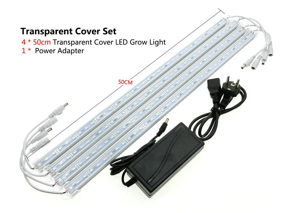 Transparent 50cm4pcs 12 В 12 В 5630 Светодиодная жесткая лента IP68 Водонепроницаемая светодиодная лампа для выращивания растений красный синий 3:1 для аквариума теплицы гидропоники - Испускаемый цвет: Transparent 50cm4pcs