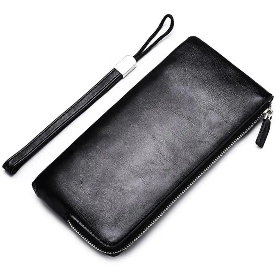 Мужской длинный тонкий кошелек на молнии с отделением для карт|Мужские кошельки|
