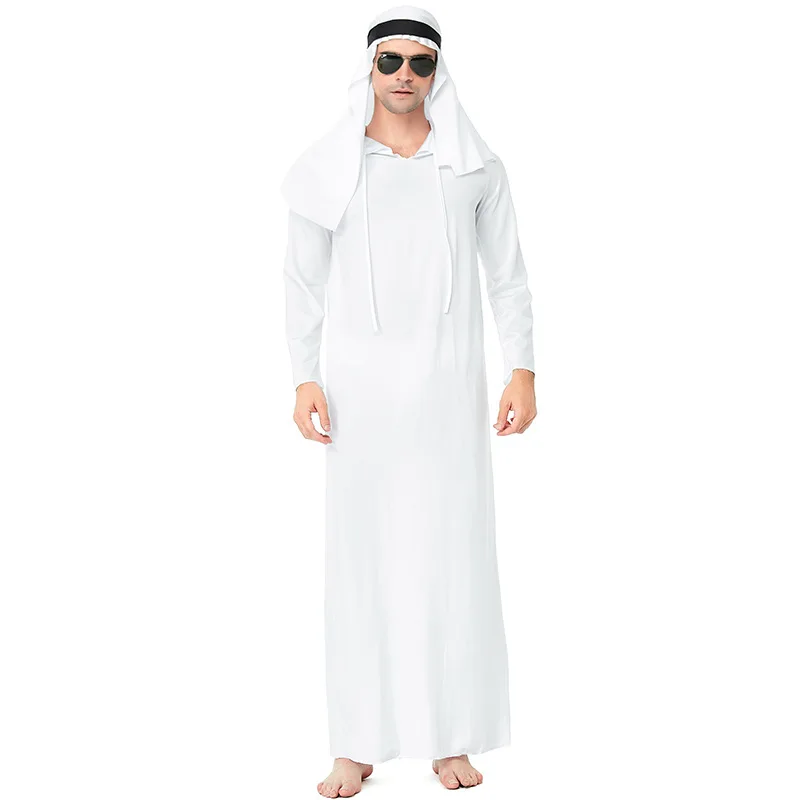 

In the Middle East Arab Prince King Clothes Dubai Emirates Robes Cosplay Halloween Costumes for Man Long Gown