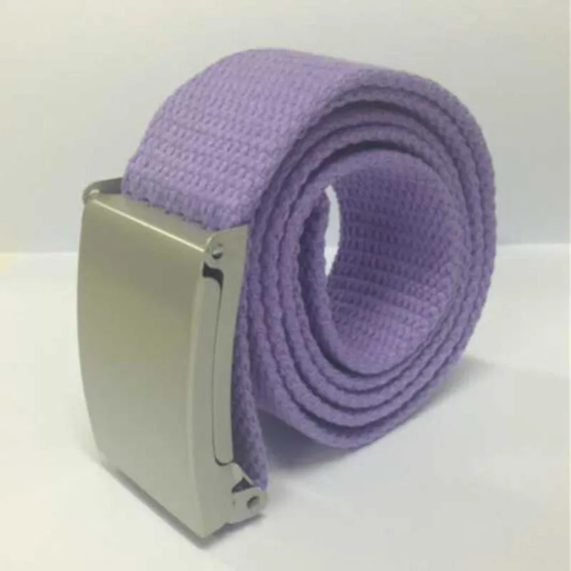 light purple Однотонная мужская, женская, женская, мужская, унисекс, обычная лямка, хлопок, холст, металлическая пряжка, ремень, аксессуары для одежды 0724 - Цвет: light purple