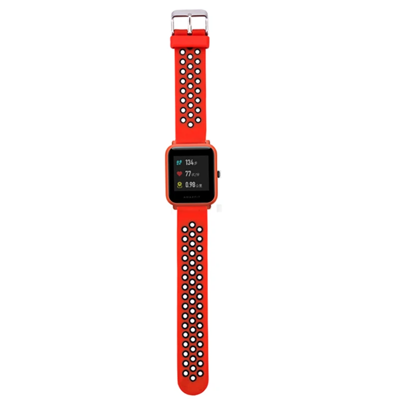 red black Спортивный силиконовый ремешок Bip для Xiaomi Huami Amazfit, браслет для Huami Amazfit Bip Bit, ремешок на запястье 20 мм - Цвет ремешка: red black
