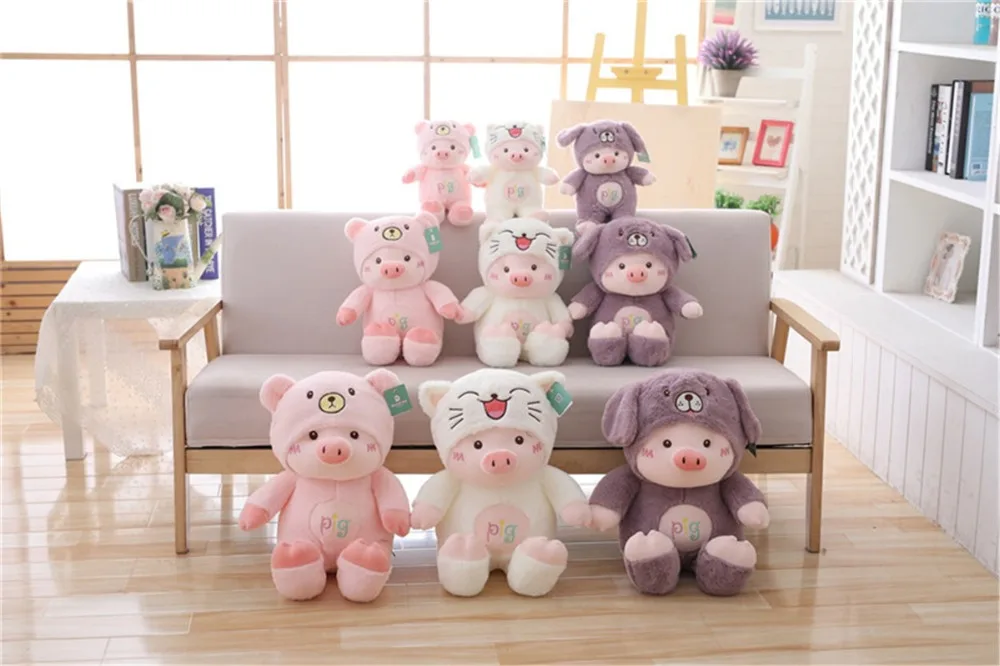 30/60 см Kawaii Pig Stuffe Плюшевая Кукла Косплей Кот, медведь и собака игрушка детская мягкая подушка в виде животного свинка Дети Девочка День рождения Рождественский подарок