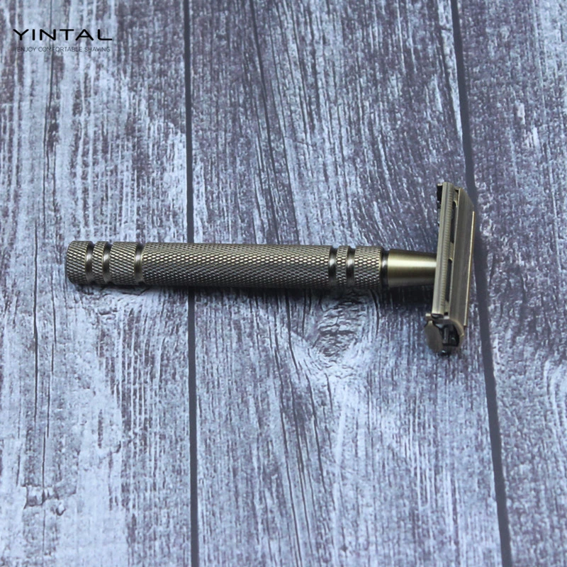 YINTAL медная бритва с двумя краями Бабочка Открытая Длинная Нескользящая ручка