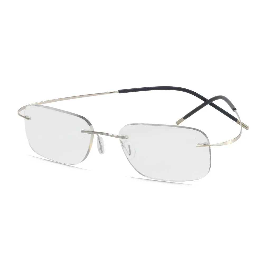 Titanium Rimless Glasses Men's Women Photochromic Gray Myopia Lens Outdoor Presbyopia Optics Eyewear -125 -150 -200 Sun Glasses