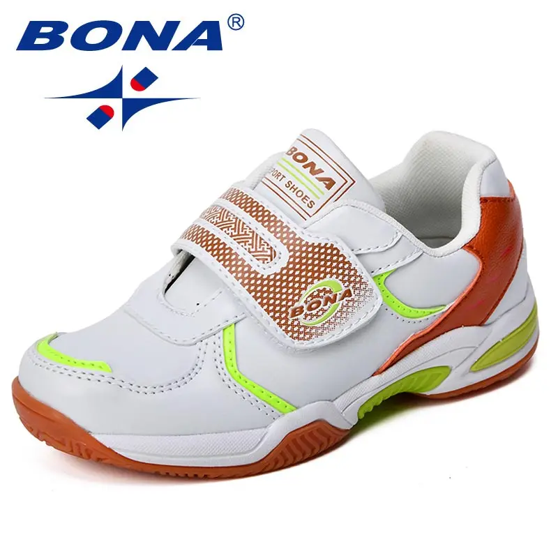 WHITE BROWN YELLOW BONA/ модный стиль; детская спортивная обувь; популярные синтетические кроссовки для девочек; обувь на липучке; детская повседневная обувь; удобная обувь - Цвет: WHITE BROWN YELLOW