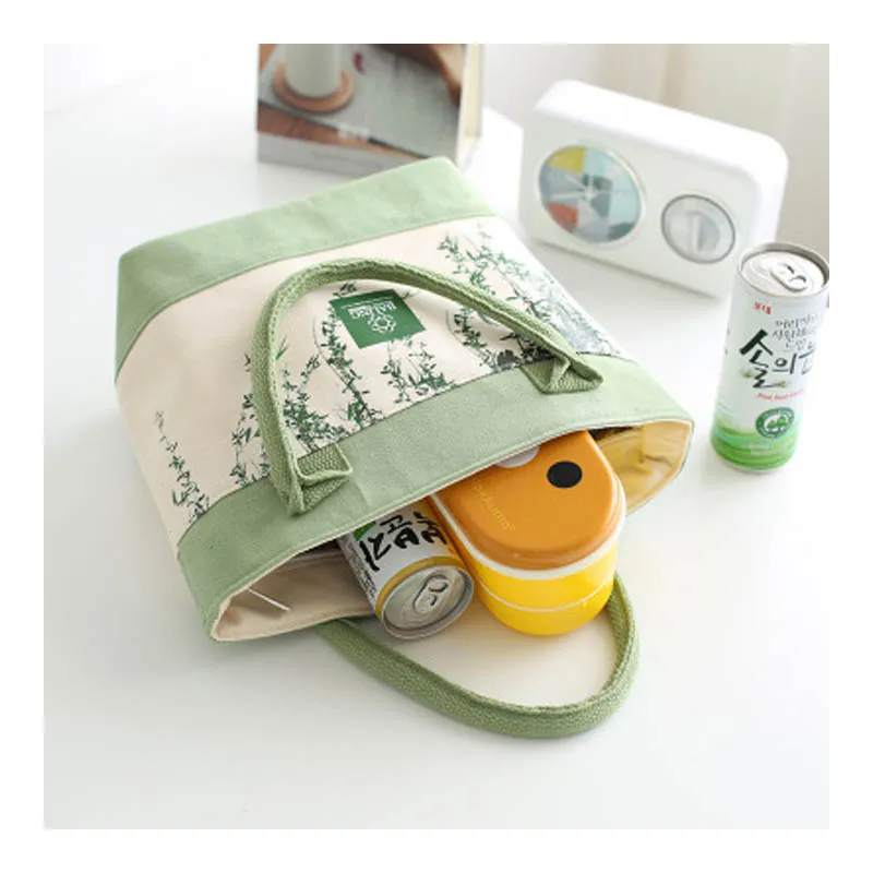 Women's Pure And Fresh Fashion Lunch Bag Portable Functional Canvas Insulated Ice Internal Aluminum Foil Picnic Box | Багаж и сумки