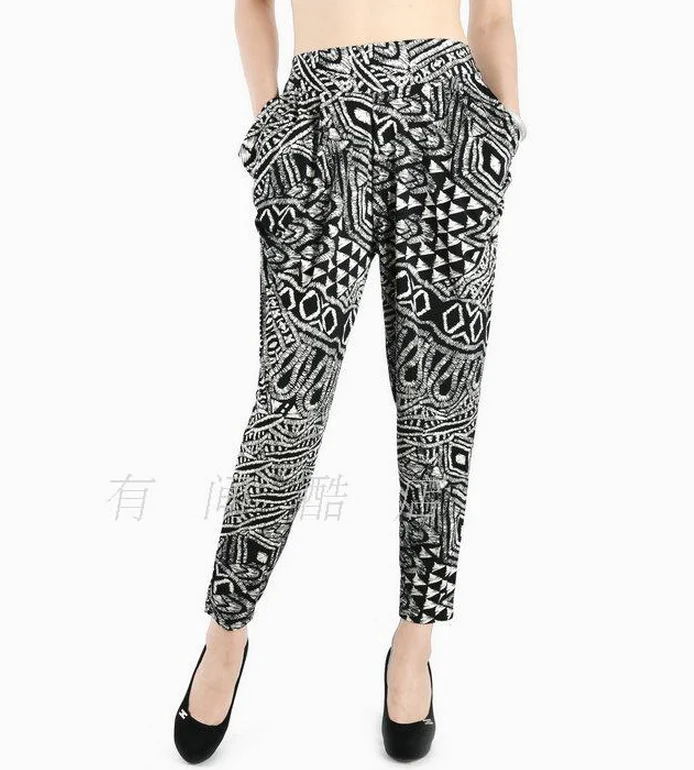 

Women plus size 3xl 4xl Leopard dots print harem silk long pants female spring summer bodycon loose casual trousers 38