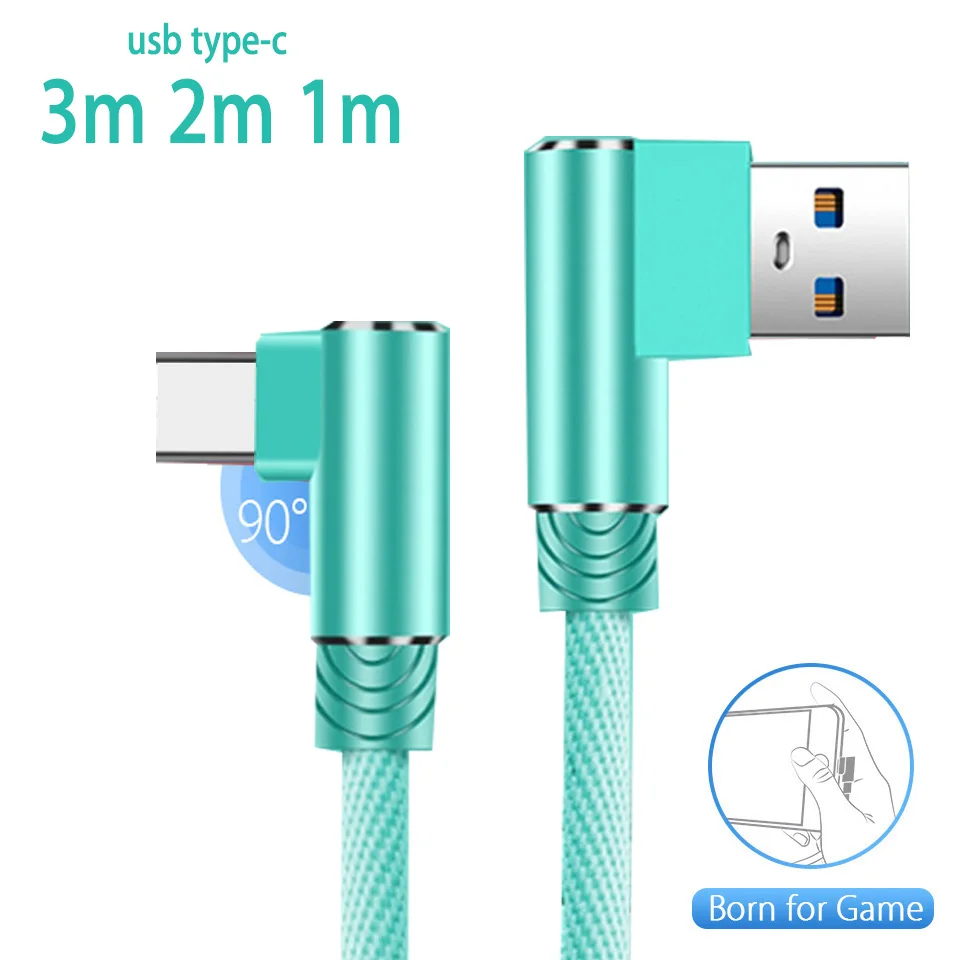 Правый угол Usb Тип C зарядный Usb кабель для передачи данных type-C Usb type C кабель для huawei Honor Note 8 9 вид 10 Magic 2 LG V30 K30 G7 G6 3 метра