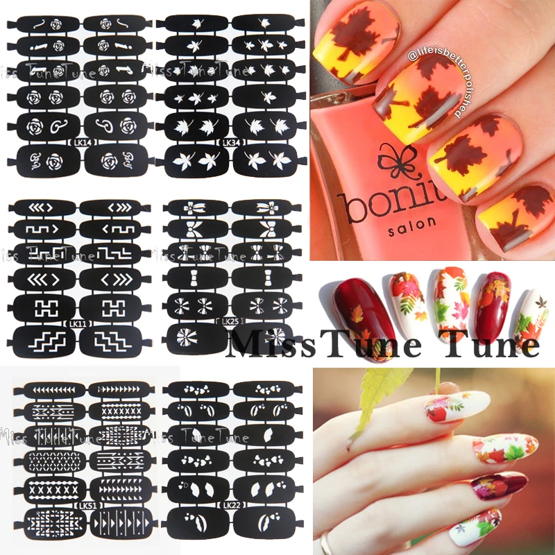 Новый дизайн ногтей полый трафареты для переноса виниловые наклейки штамп