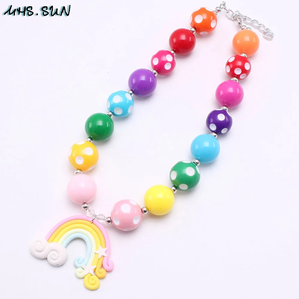 MHS.SUN модное Радужное ожерелье с кулоном для девочек детское бусинами из