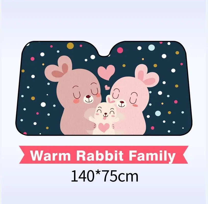Rabbit 140 Складной солнцезащитный козырек с мультяшным рисунком на лобовое стекло, Солнцезащитный блок, солнцезащитный козырек, покрытие на переднее окно, фольга, солнечная УФ Защита для автомобиля, внедорожника 130*70140*75 - Цвет: Rabbit 140