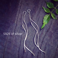 silver color jewelry fashion simple long tassel earrings for women boucle doreille pendientes ves6168