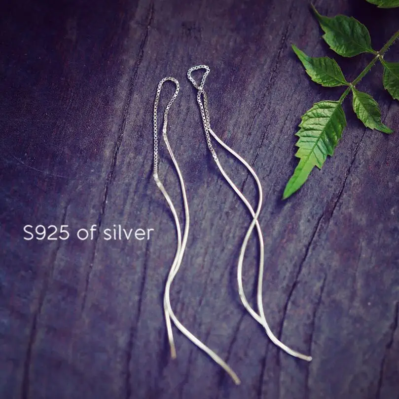 Женские серьги с кисточками Простые Длинные из стерлингового серебра 925 пробы