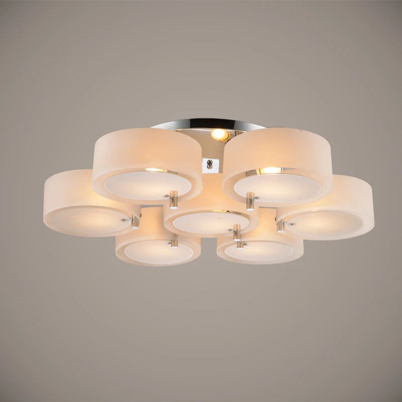 Ecolight современный потолочный светильник 7 огни E26 E27 матовый Никель акрил Стекло Современная заподлицо для Гостиная номер