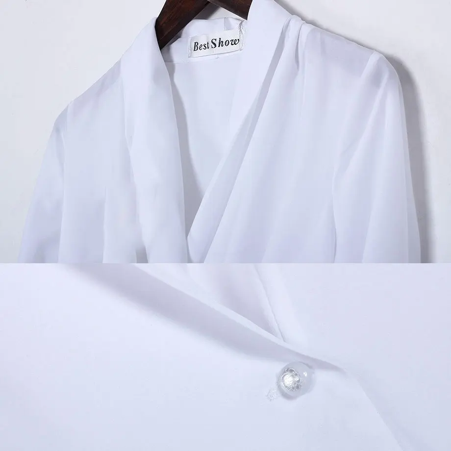 Шифоновая Блузка с коротким рукавом Новое поступление 2018 Офисная рубашка белая