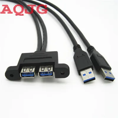 

Комбинированный двойной Удлинительный Кабель USB 3,0 штекер-гнездо с винтовым гнездом монтажные отверстия для панели AQJG