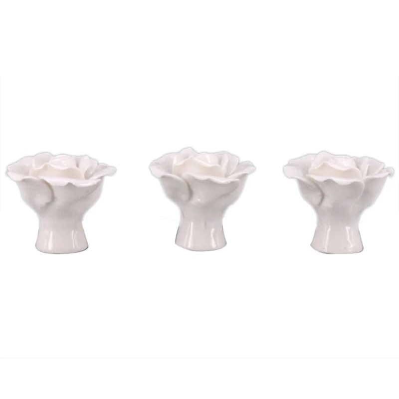 10Pcs Hand-Made Vintage Ceramic Cabinet Door Rose Flower Pull Handle Knob Drawer Pulls & Handles White Knobs Furniture Pu |