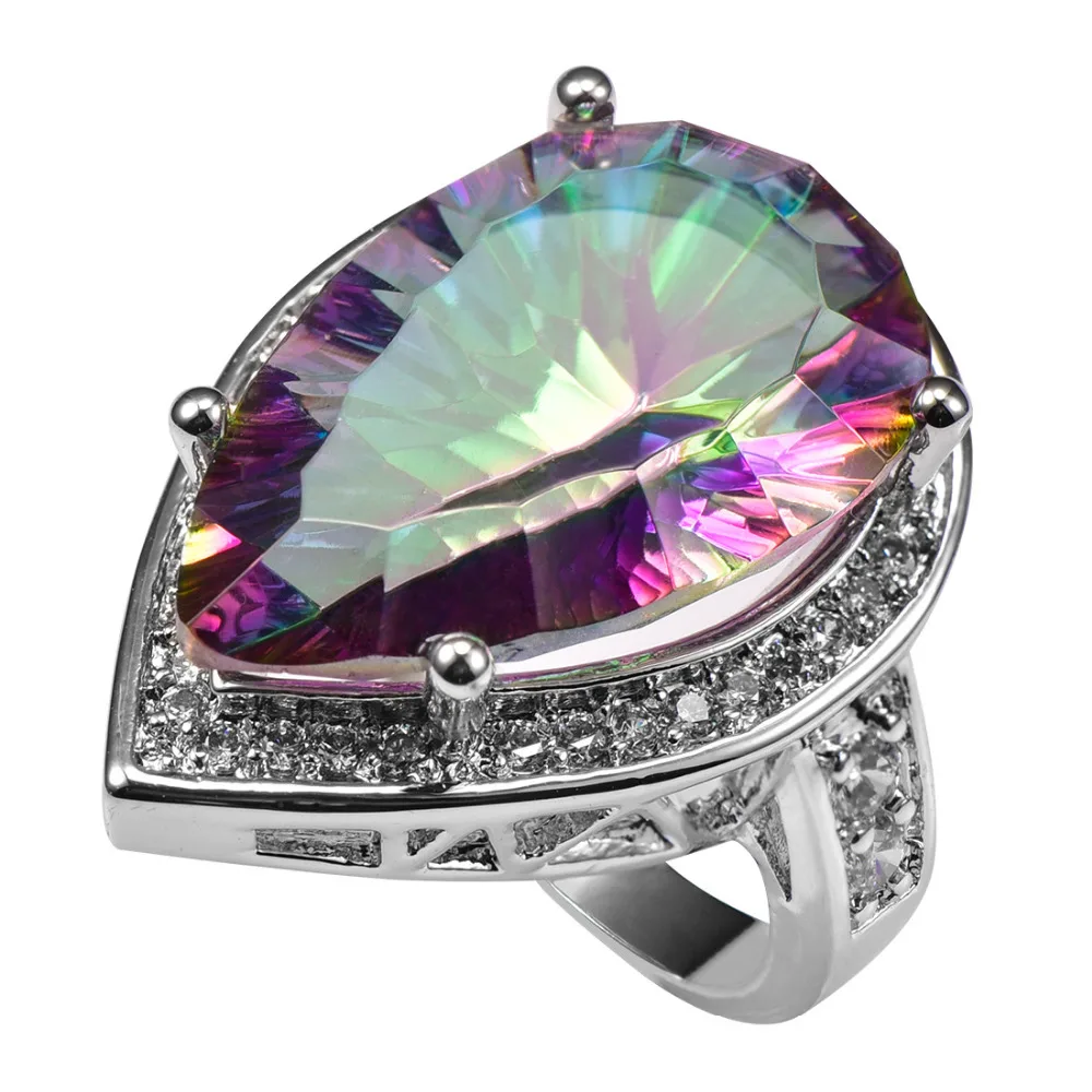 

Женское кольцо из серебра 925 пробы, с разноцветным кристаллом