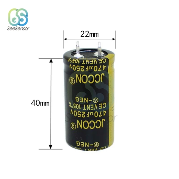 250V 470uF 22X40mm 200V 250V 450V Алюминиевый электролитический конденсатор с алюминиевой крышкой, 220 мкФ 330 мкФ 470 мкФ 680 мкФ 2200 мкФ для аудио усилитель инвертор Мощность - Цвет: 250V 470uF 22X40mm