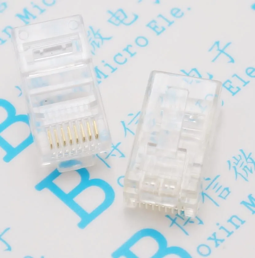 50Pcs/Lot Rj45 Crystal Head Male Network Socket 8P8C Cable Crystal Socket