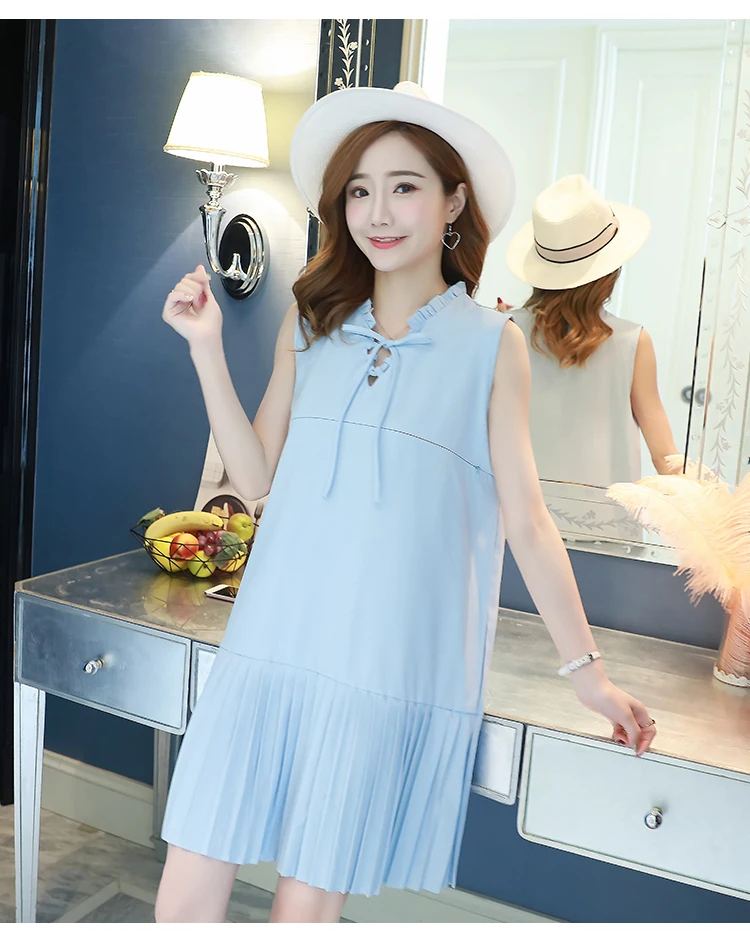 new summer postpartum women lactation dress sleeveless pleated zipper nursing sundress pleated breastfeeding dress sweet