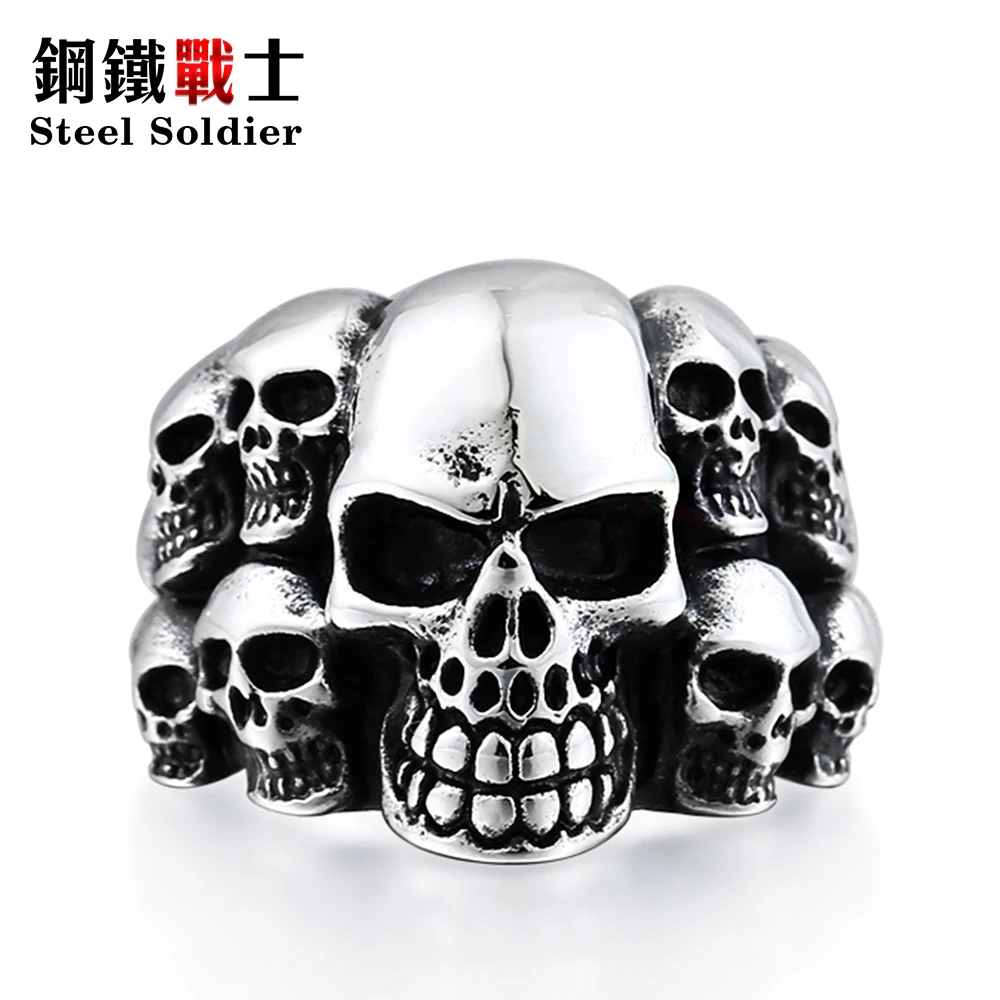 Мужское кольцо из титановой нержавеющей стали в стиле панк|skull rings for men|stainless steel